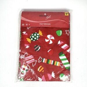 Holiday Style Christmas Candy Vinyl Tablecloth Holiday Party 52" x 70" Gum Drop